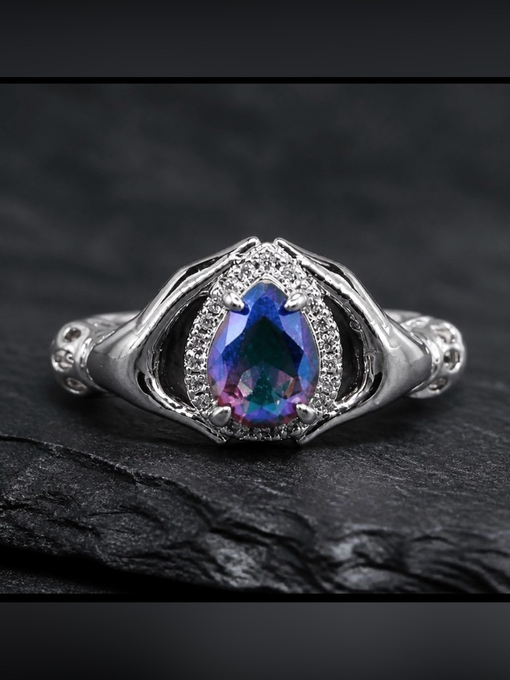 Size 7.5 “Rare” Aura Borealis The beyond 925 Sterling Silver Ring